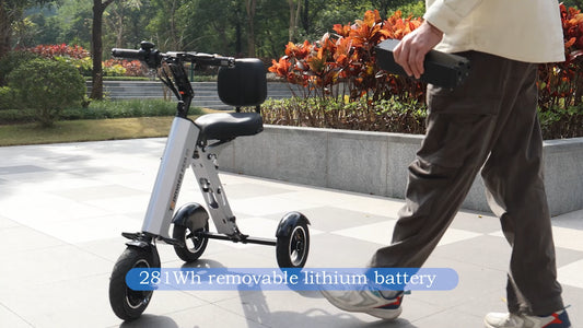 Powered Mobility Scooter 3 Wheel with Backrest Seat Lightweight Electric Scooter