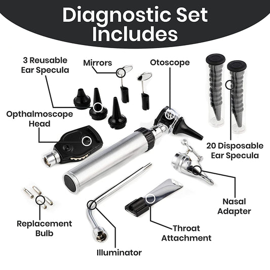 Diagnostic Set - Ear Nose and Throat Exam Kit - 36 Piece Set
