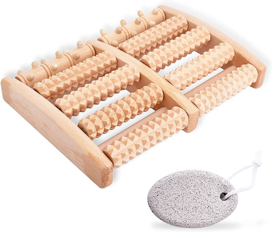 Dual Foot Massage Roller with Foot Pumice Stone I Meubon -
