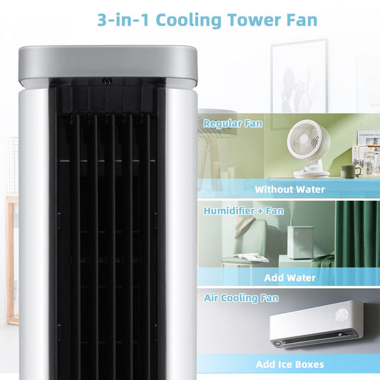 3-In-1 Portable Evaporative Air Cooler 40" Bladeless Cooling Tower Fan W/Timer