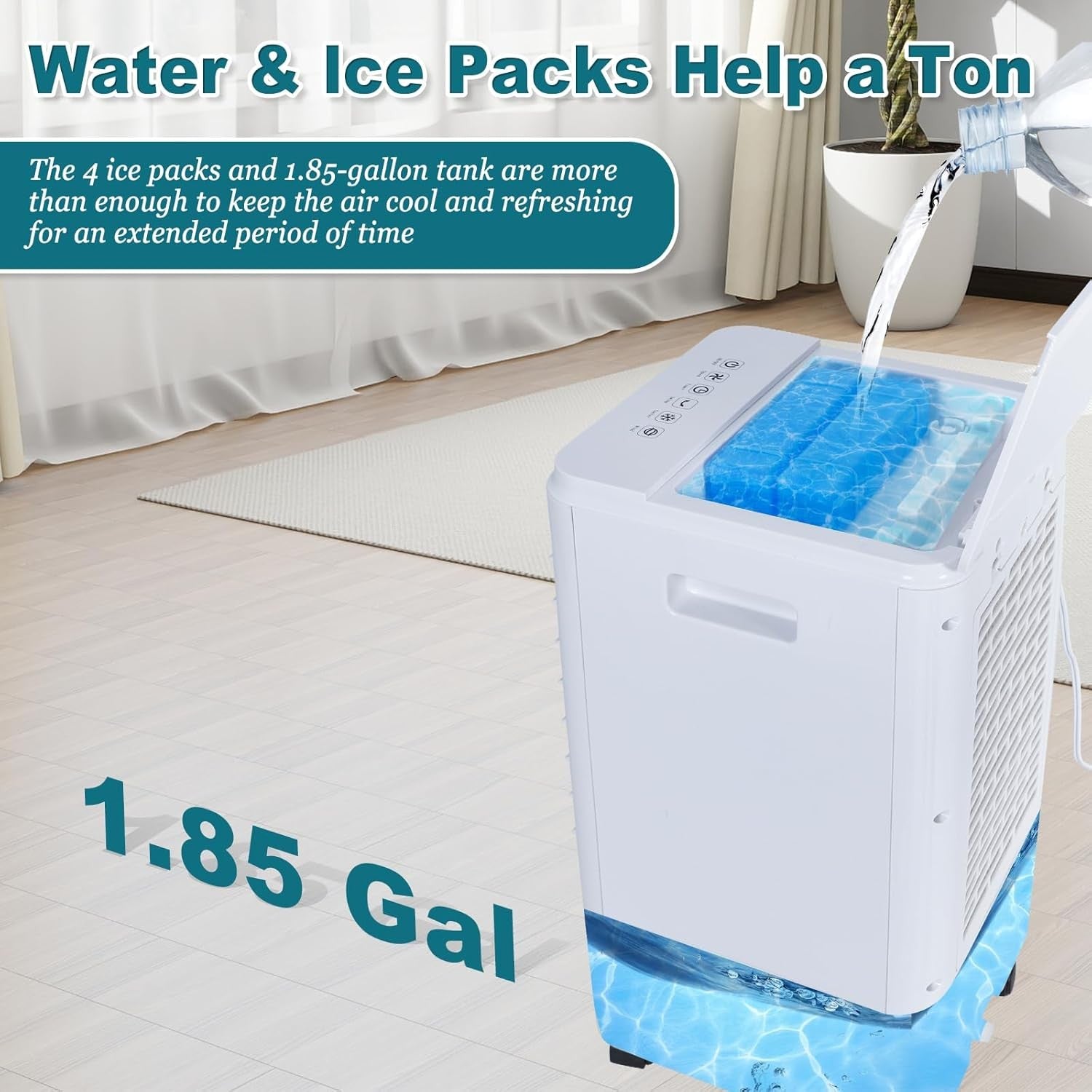 Portable Evaporative Air Cooler W/7H Timer 1.85-Gal Tank for Room Bedroom Office