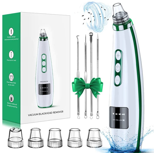 Blackhead Remover Pore Vacuum Upgraded Facial Cleaner Electric Acne Comedone Whitehead Extractor Tool-5 Suction Power 5 Probes Kit
