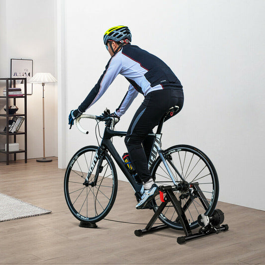 Bike Trainer Stand Magnetic Bike Trainer w/6 speed Level for Indoor stationary Exercise, Black