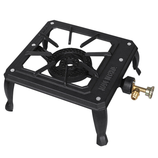 Camping Stove Cast Iron Burner Single Portable Outdoor Propane Gas BBQ Cooker