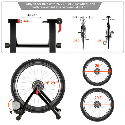 Bike Trainer Stand Magnetic Bike Trainer w/6 speed Level for Indoor stationary Exercise, Black