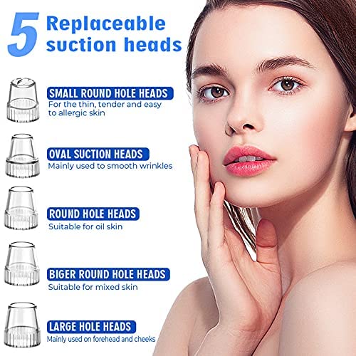 Blackhead Remover Pore Vacuum Upgraded Facial Cleaner Electric Acne Comedone Whitehead Extractor Tool-5 Suction Power 5 Probes Kit