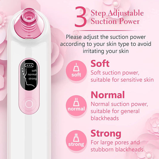 Blackhead Pore Vacuum Cleaner Remover USB Rechargeable with LCD Screen Kit Suction A21888
