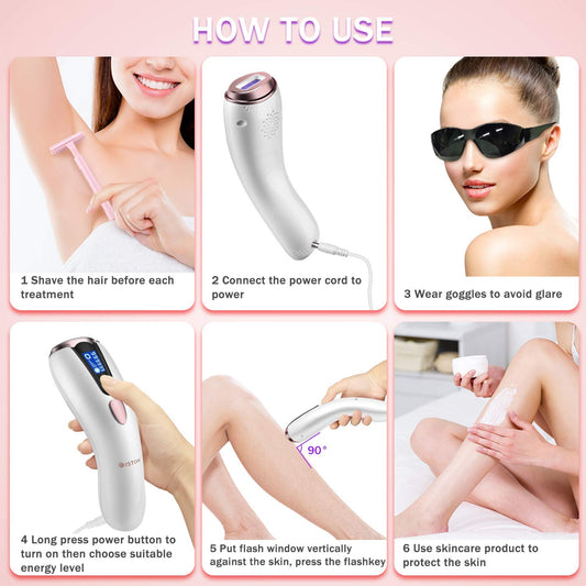 At-Home Hair Removal for Women & Men, Upgraded to 999,999 Flashes Laser Hair Removal, Permanent Painless Hair Removal Device for Facial Whole Body