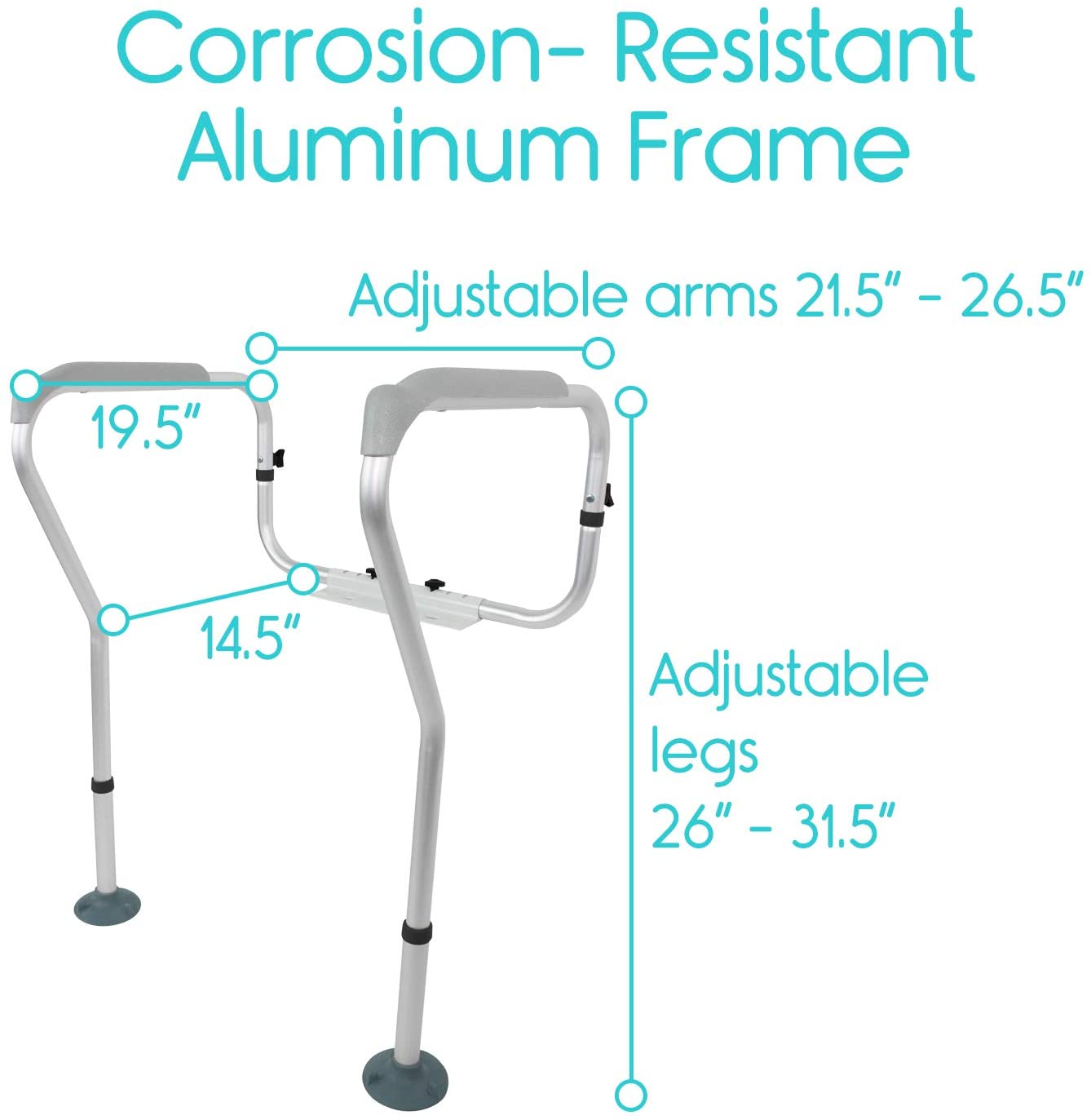 Toilet Rail Bathroom Safety Frame Medical Railing Helper Bariatric Assist Handrail Grab Bar