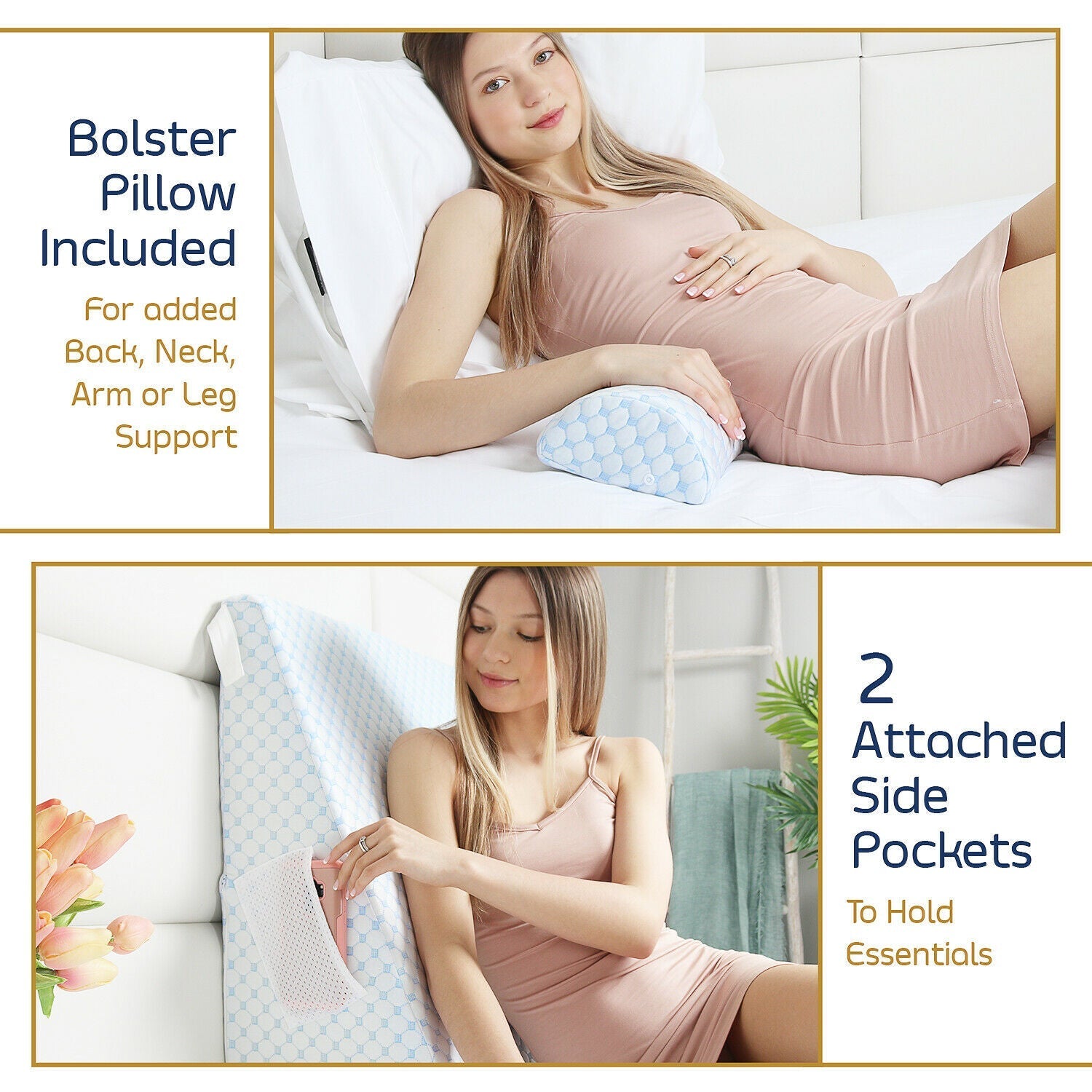 Memory Foam Wedge Pillow Adjustable with Cooling Washable