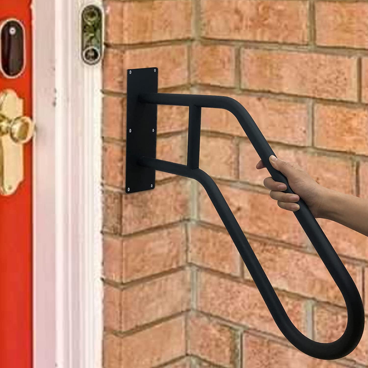 Outdoor staircase railing Handrail Wall Mount Matte Black
