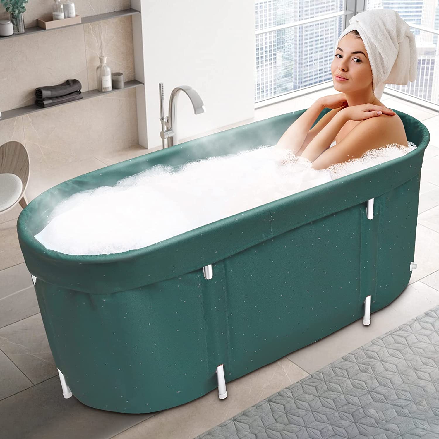 Portable Foldable Bathtub for Adults with Water Filling