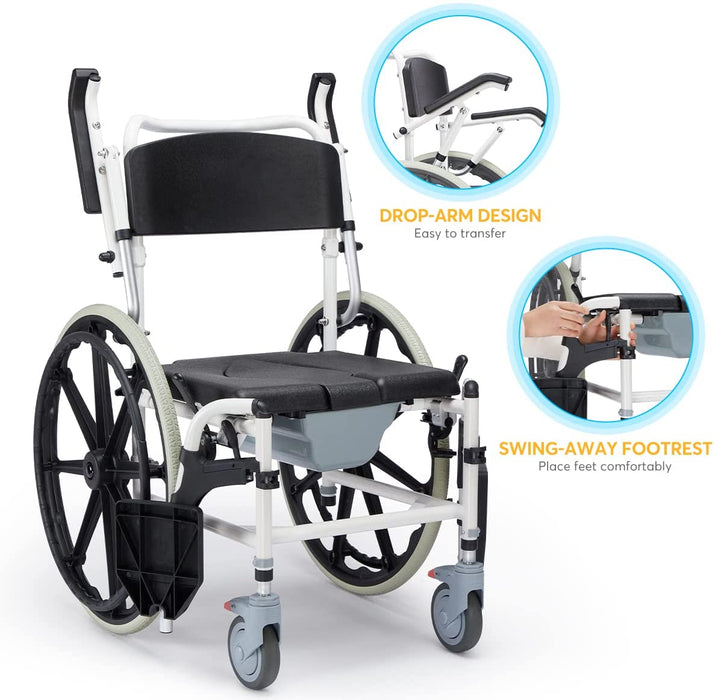 Shower Wheelchair Bedside Commode Rolling Shower and Commode