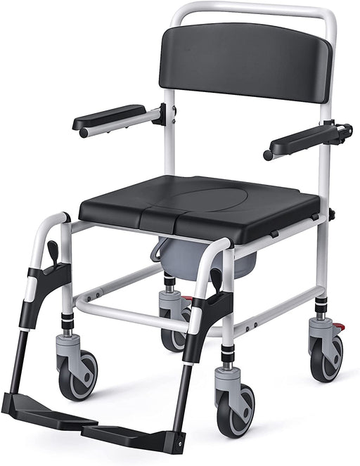 Shower Wheelchair Bedside Rolling Commode with Locking