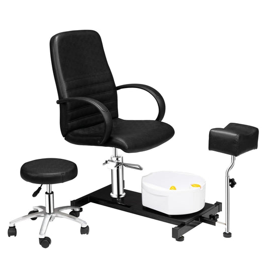 Complete Pedicure Station: Nail Tech Stool, Foot Bath, Salon Spa - Beauty Supply Essential