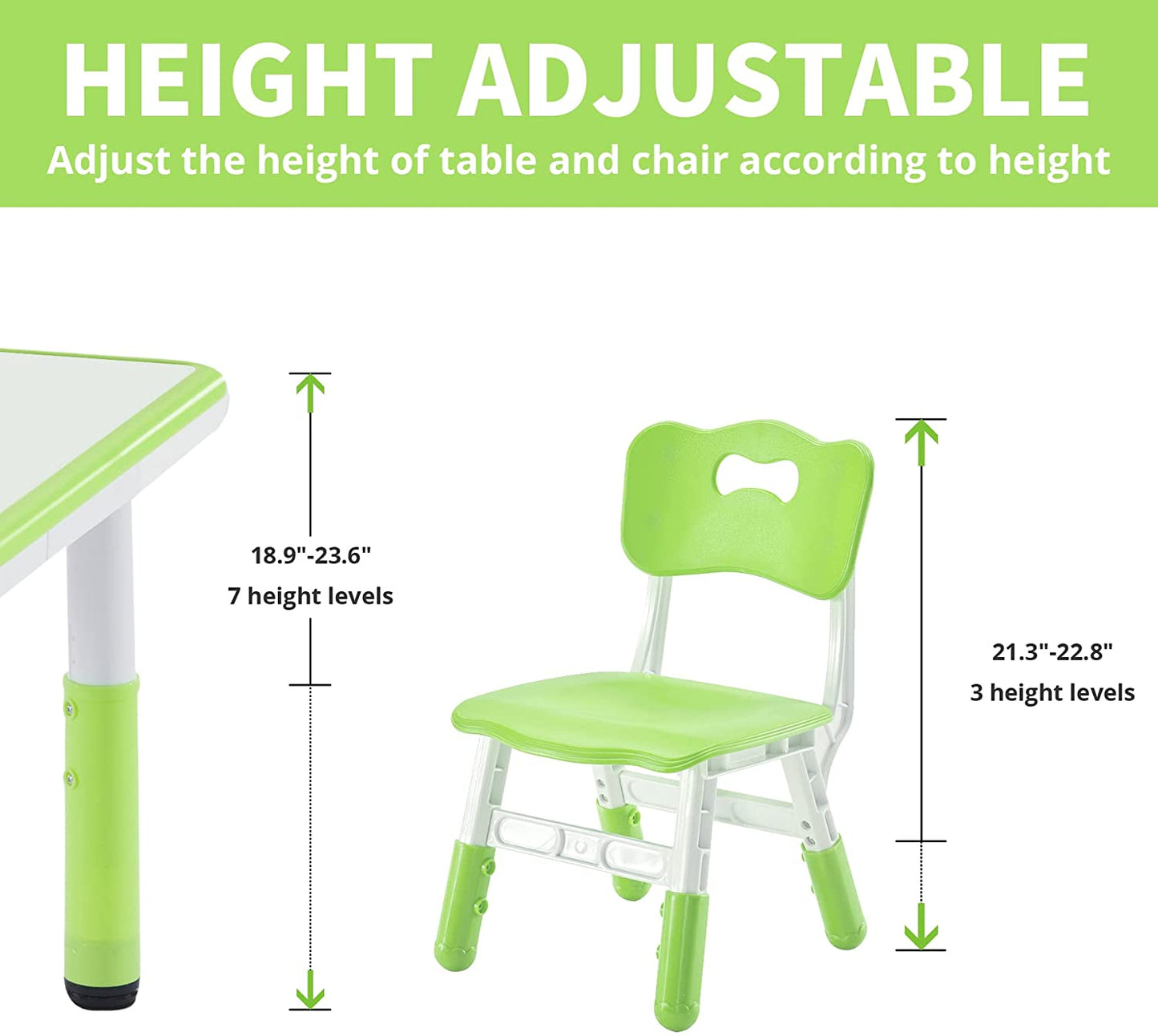 Toddler Table and Chairs Set Height-Adjustable Scrubtable