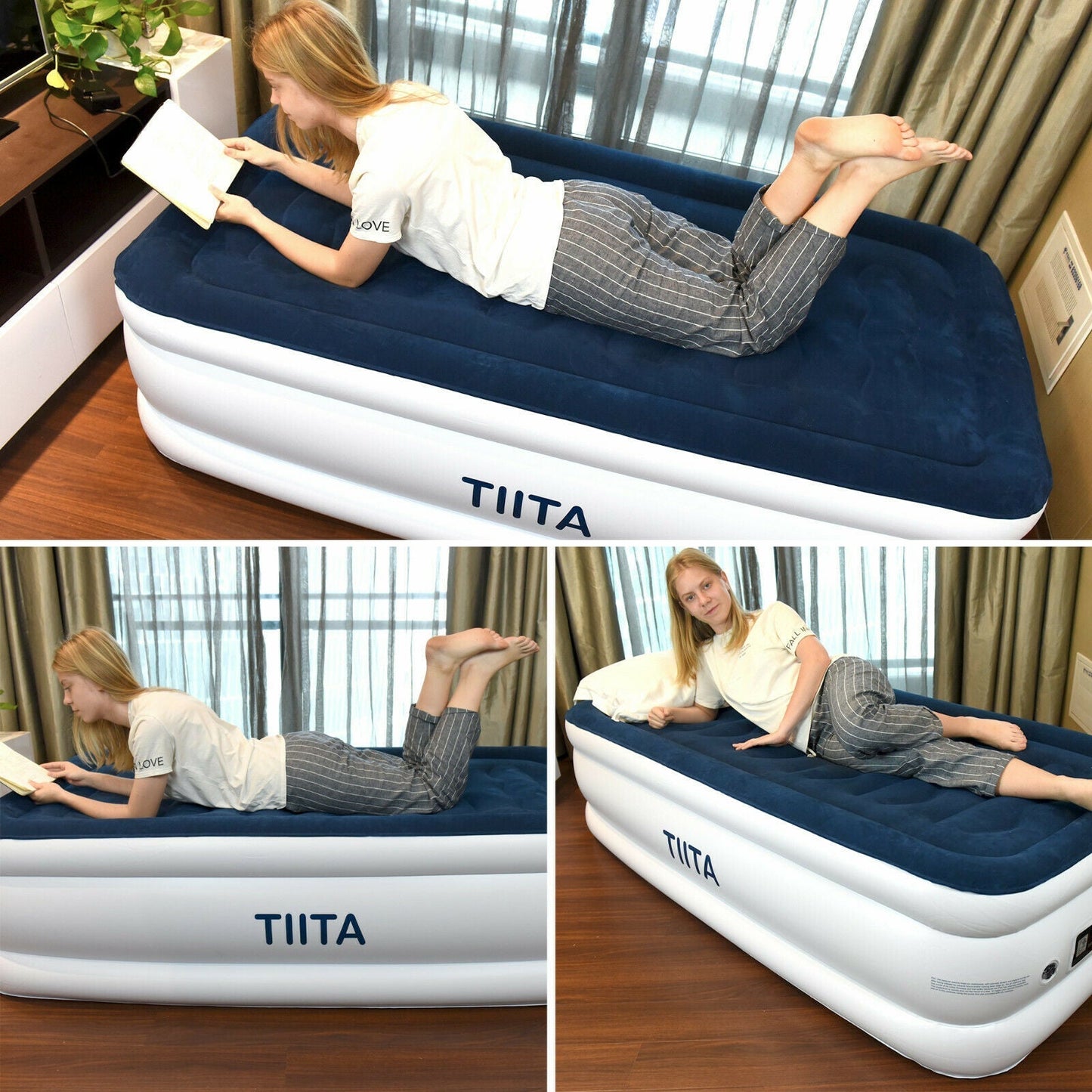 TWIN Durable Air Mattress Built-in Quick Pump with Storage
