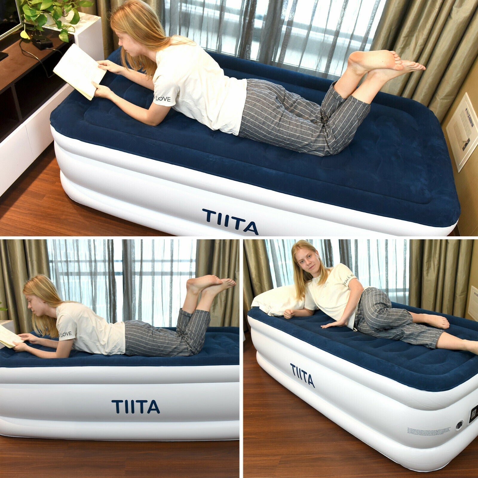 TWIN Durable Air Mattress Built-in Quick Pump with Storage